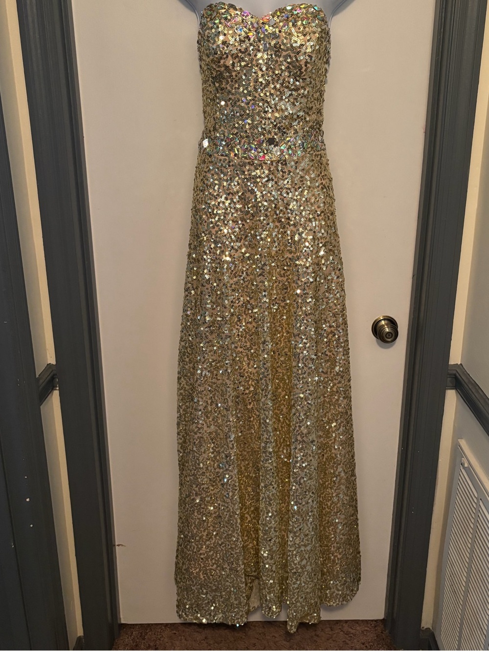 Grace Karin Strapless Gold Sequin Gown